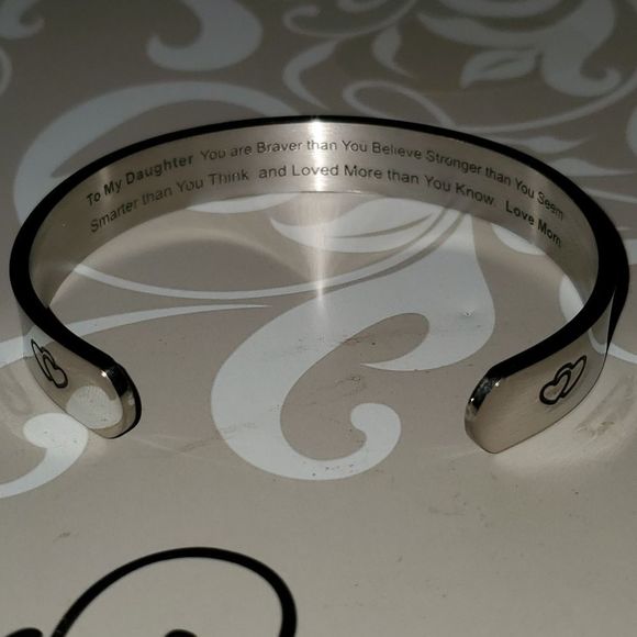 Daughter from Mom Stainless Steel Cuff Bracelet - Picture 6 of 7